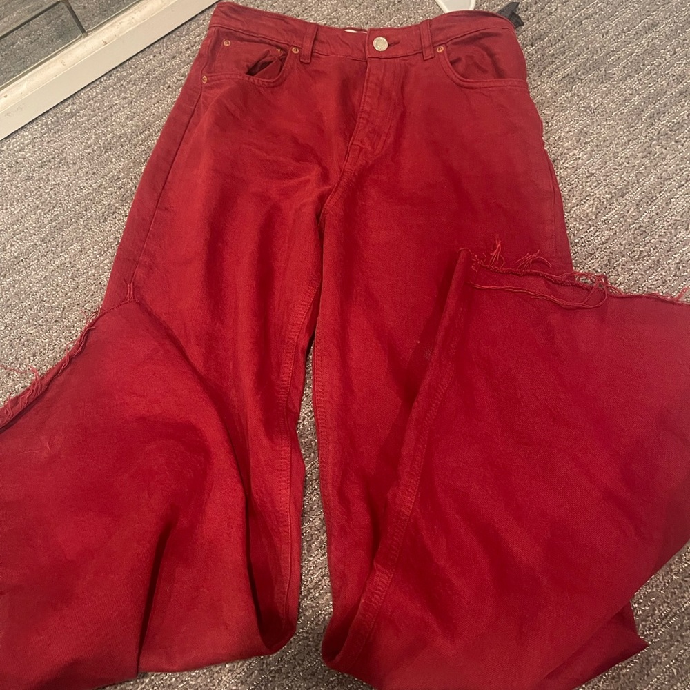 Zara wide leg red jeans